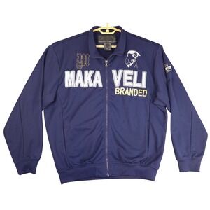 Makaveli Branded Mens Navy Blue Tupac Jacket Size Large Graphic Print READ